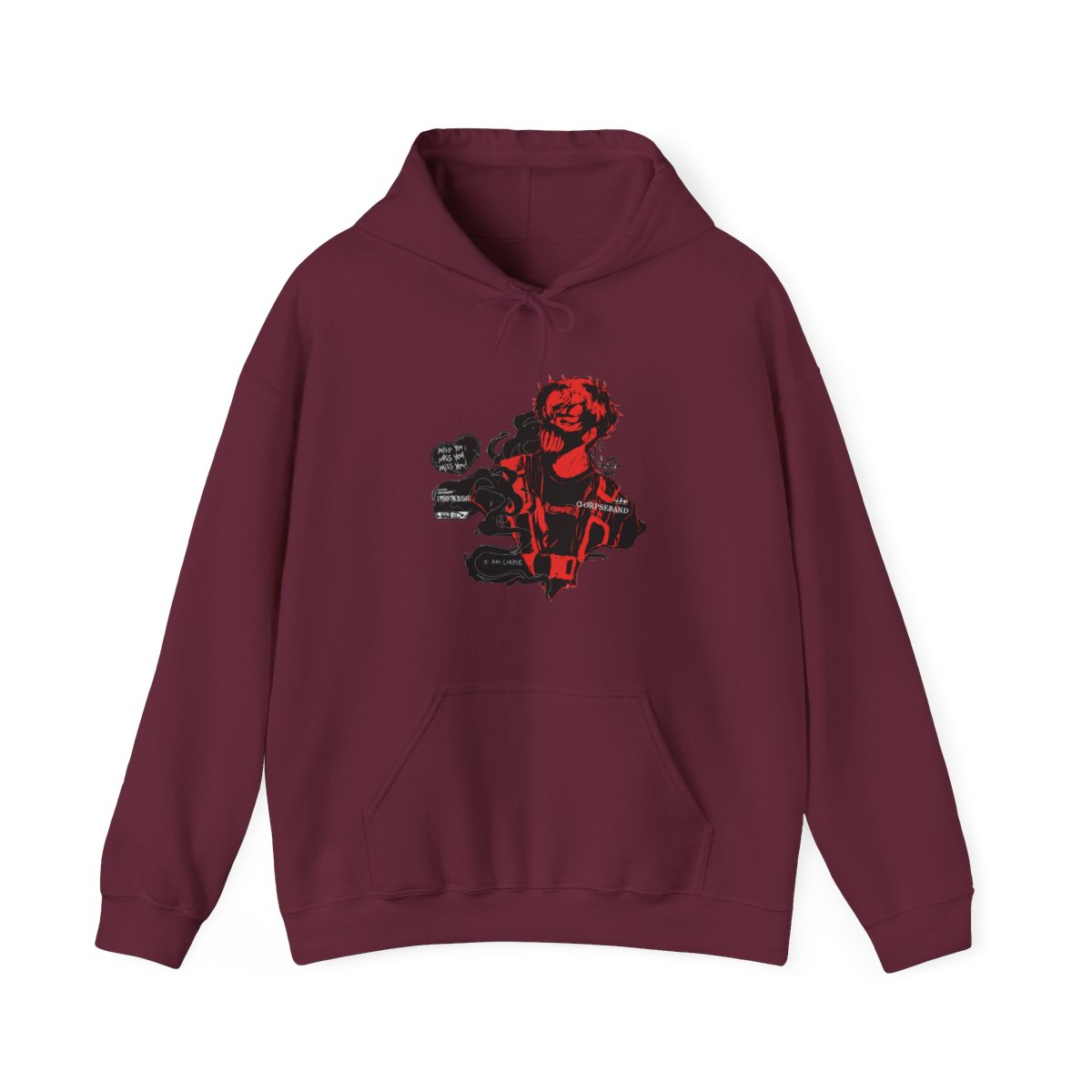 Corpse Husband Miss You I Am Corpse Pullover Black Hoodie Size L Authentic - alternate angle 4, merchandise