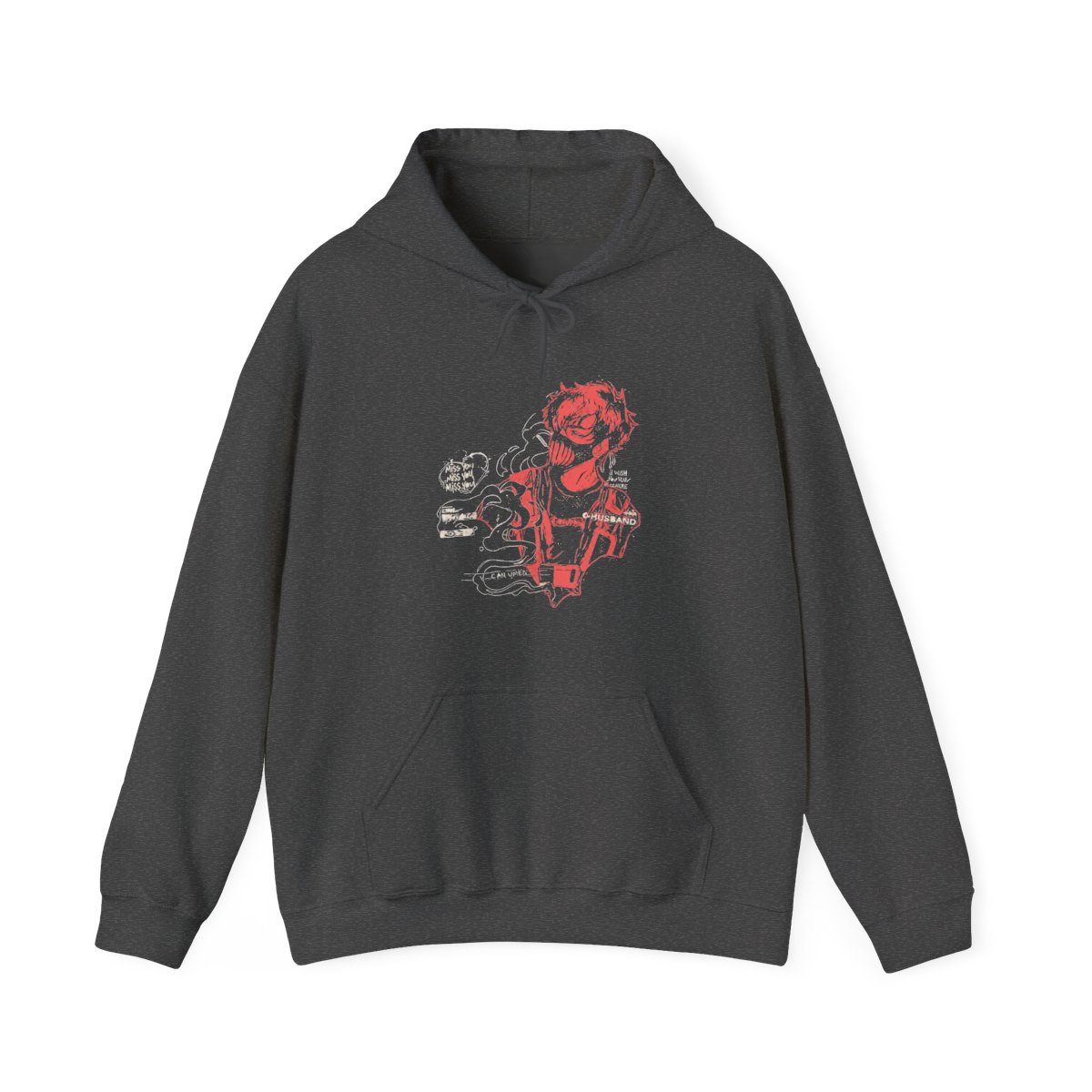 Corpse Husband Miss You Anime Hoodie Medium Black Acid Wash Pullover I Am Corpse